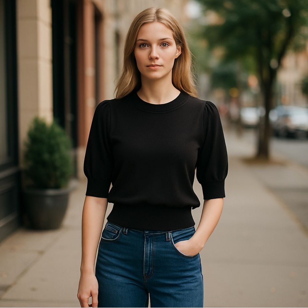 BB Dakota Black Ribbed Knit Top